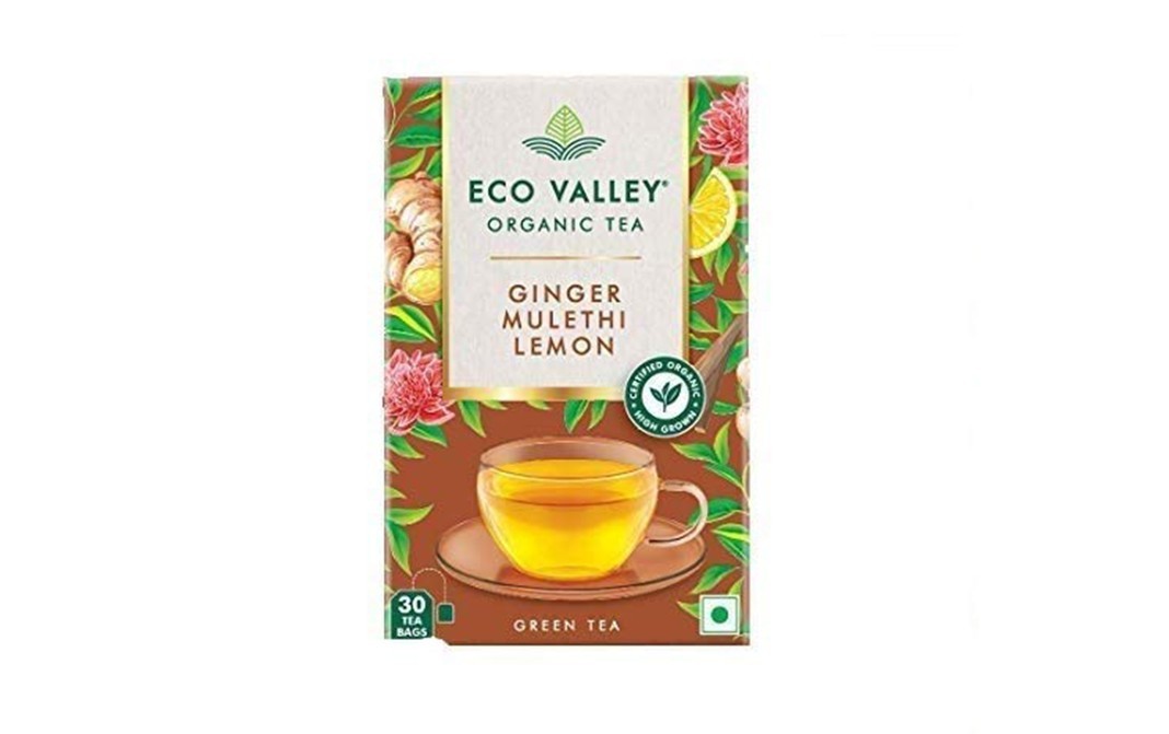 Weikfield Eco Valley Organic Tea Ginger Mulethi Lemon   Box  30 pcs